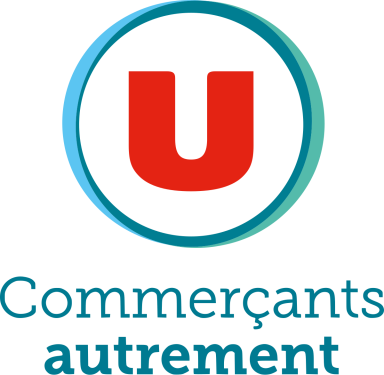 Logo de Commerçants Autrement, avec un "U" rouge et un cercle bleu.